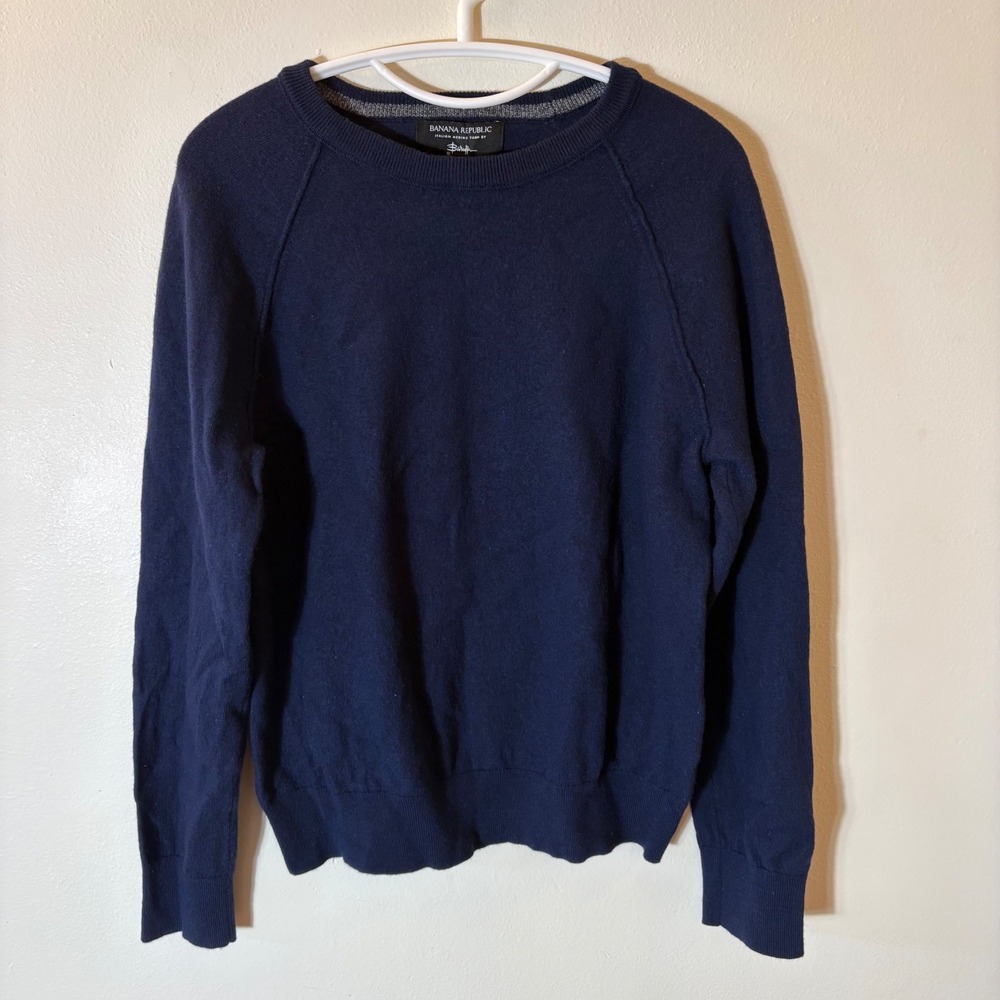 Banana Republic X Baruffa Italian‎ Merino Wool Crewneck Sweater Navy Size Large